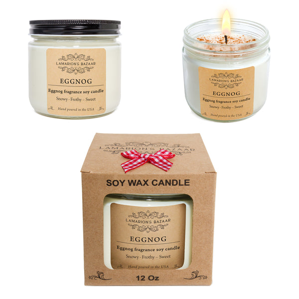 Holiday Eggnog soy candle, 12 oz boxed