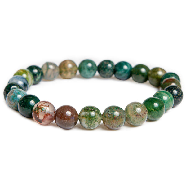 Indian Agate Bracelet - The Stone of Eternity and Harmony - Unisex Stretch Bracelet