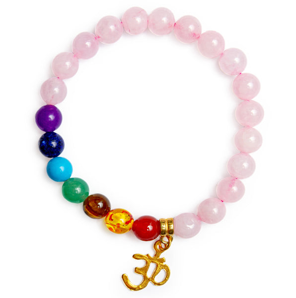 Pink Rose Quartz Stretch Bracelet - The stone of Peace, Love and Kindness - Chakra Bracelet