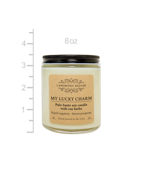 Palo Santo and Rue (ruda) soy candle, 8 oz. Energy cleansing