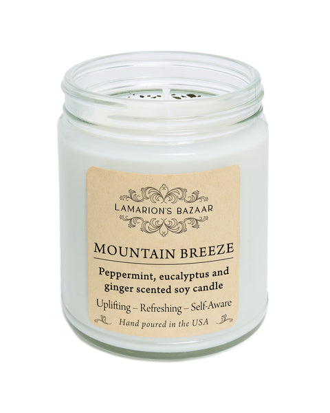 "Mountain breeze" Mint, eucalyptus and ginger soy candle. 8 oz.