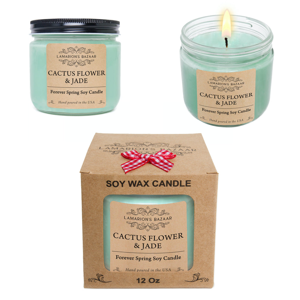 succulent jade candle Cactus Flower & Jade Soy Candle