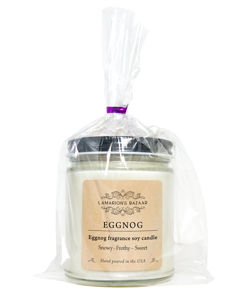 Holiday Eggnog soy candle, 8 oz gift wrapped