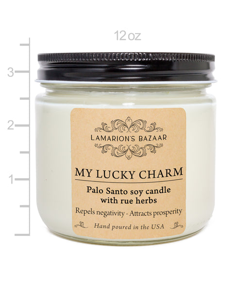 Palo Santo and Rue (ruda) soy candle, 12 oz. Energy cleansing