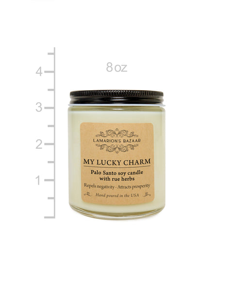 Palo Santo and Rue (ruda) soy candle, 8 oz. Energy cleansing