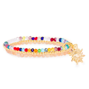Celestial Sun Stretch Bracelet -  Three Stackable bracelets for Woman - Symbol of Optimism