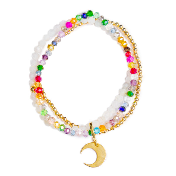 Celestial Moon Stretch Bracelet - Three Stackable Bracelets for Woman -  Symbol of Our Dreams and Fears