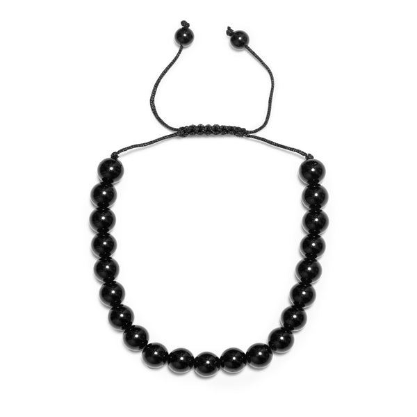 Natural Black Agate Adjustable Bracelet for Men and Woman - The Stone of Protection and Courage