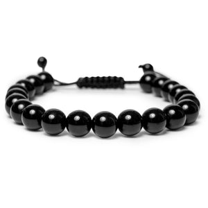 Natural Black Agate Adjustable Bracelet for Men and Woman - The Stone of Protection and Courage